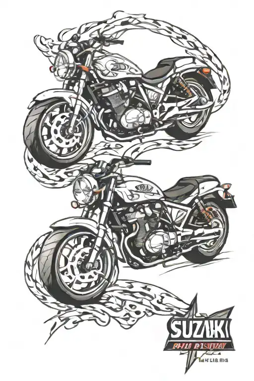 for a man, 60 cm, covering scar on spine, Suzuki bking logo, zipper idea tattoo design idea