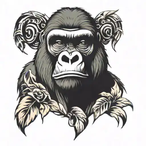 gorilla face peaceful tattoo design idea
