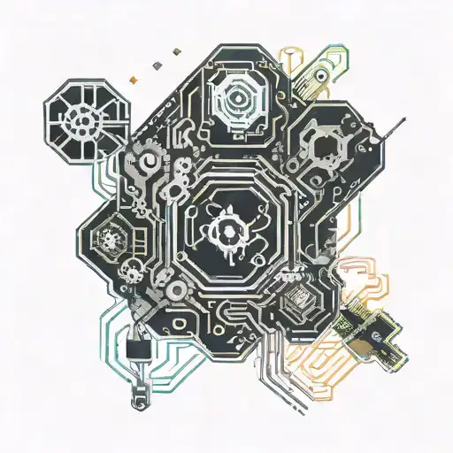 computers components forming and robotics science and a reference tattoo design idea