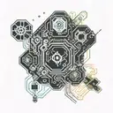 computers components forming and robotics science and a reference tattoo design idea