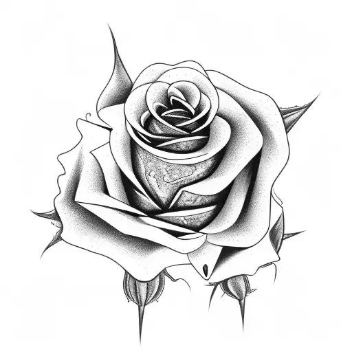 dying  Rose realistic with thorned stem  tattoo design idea