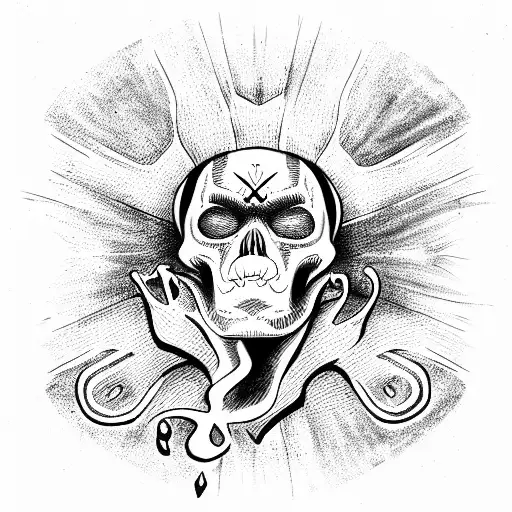 red Skull With heart  tattoo design idea