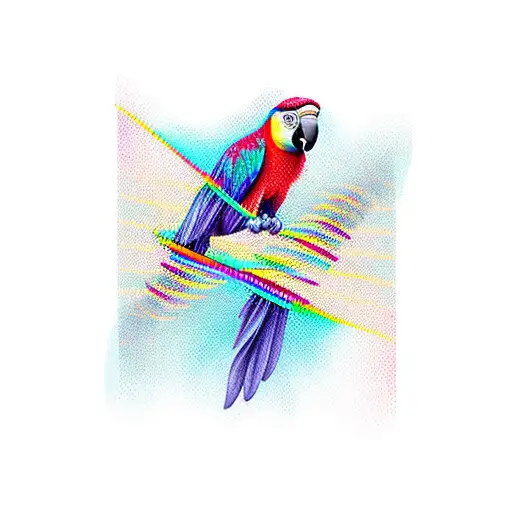 parrot with DNA helix tail tattoo design idea