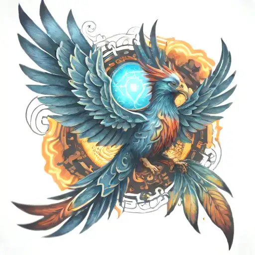 Cybernetic pheonix tattoo design idea