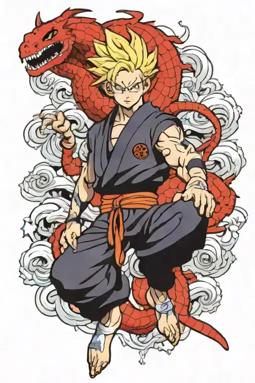 jujutsu kaisen dragon ball z tattoo design idea