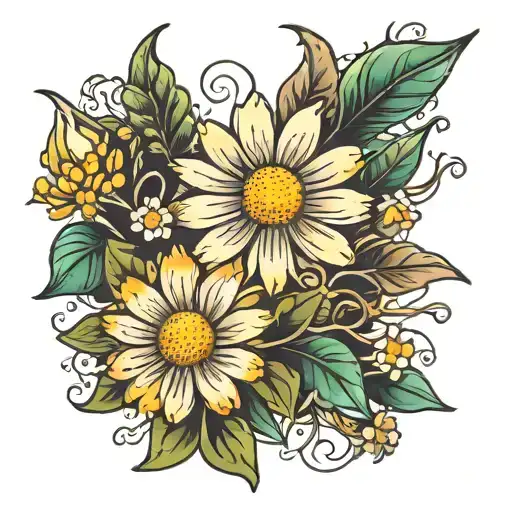 chamomile and honeh tattoo design idea