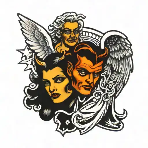 angel devil half angel tattoo design idea