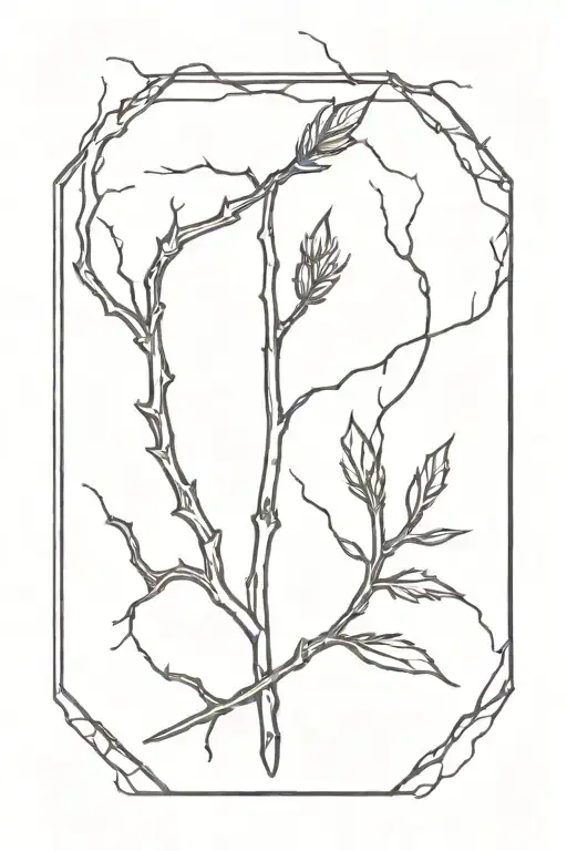 thorns roots around a burnt match stick tattoo design idea