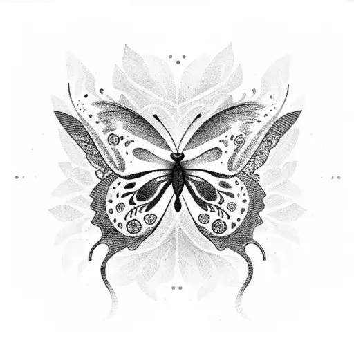 A tattoo of a butterfly surrounded by dice, symbolizing the client's love for both nature and games of chance tattoo design idea