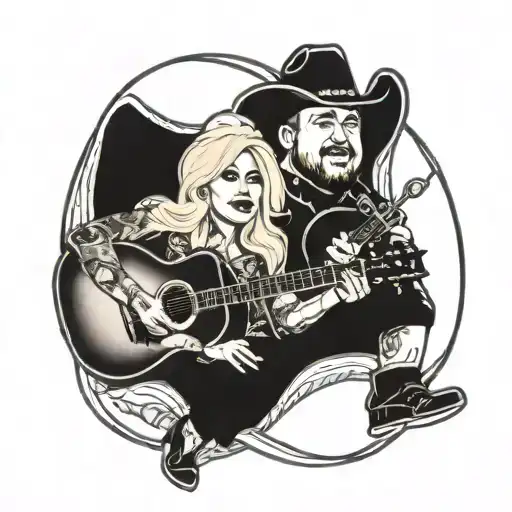dolly parton and luke combs tattoo design idea