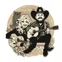 dolly parton and luke combs tattoo design idea