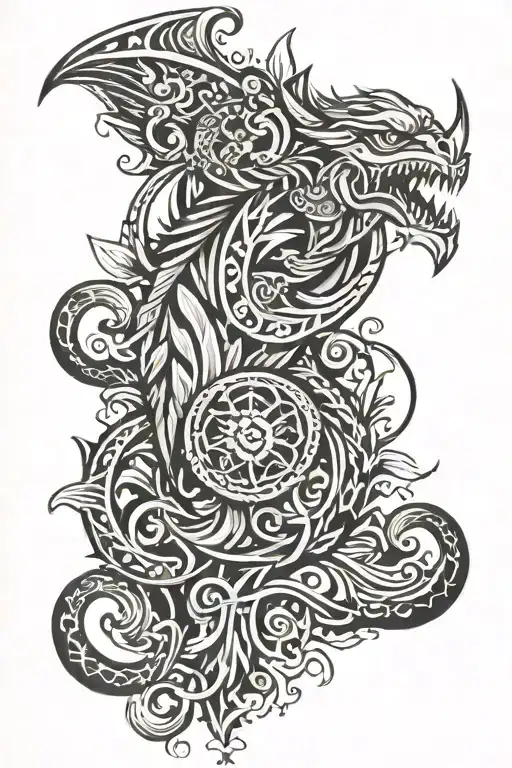 Nordic tribal half sleeve tattoo design idea