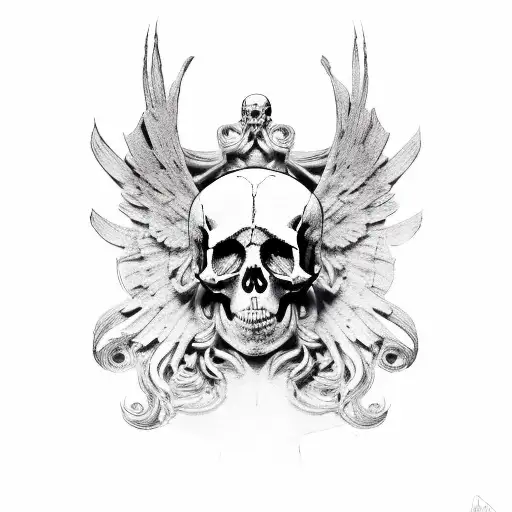 greek statue body angel skull tattoo design idea