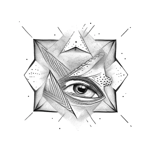 fliped triangle with eye in center with texture on borders tattoo design idea