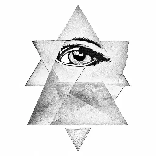 fliped triangle with eye in center with texture on borders tattoo design idea