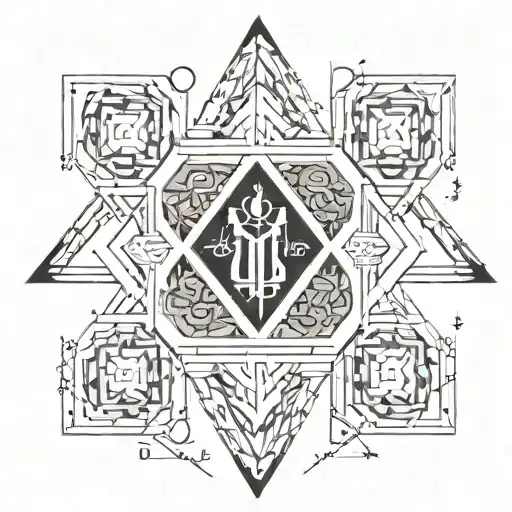 A geometric design incorporating the names Taylor, Madison, Connor, and Brady in a stylish way tattoo design idea