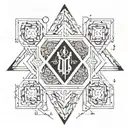 A geometric design incorporating the names Taylor, Madison, Connor, and Brady in a stylish way tattoo design idea