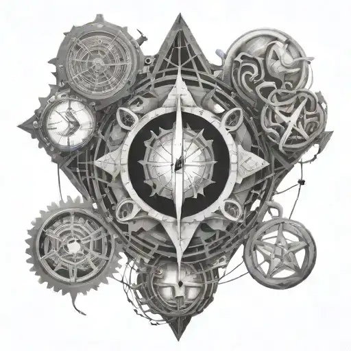 multiverse aliens time elements space 4d aspects secret symbol abstract fragmented realities portal unknown glyphmystery tattoo design idea