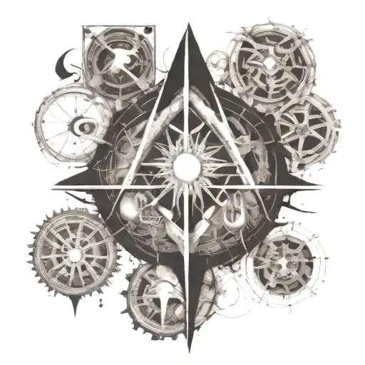 multiverse aliens time elements space 4d aspects secret symbol abstract fragmented realities portal unknown glyphmystery tattoo design idea