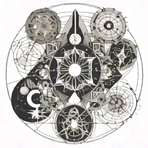 multiverse aliens time elements space 4d aspects secret symbol abstract fragmented realities portal unknown glyphmystery tattoo design idea