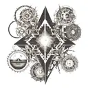 multiverse aliens time elements space 4d aspects secret symbol abstract fragmented realities portal unknown glyphmystery tattoo design idea