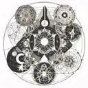 multiverse aliens time elements space 4d aspects secret symbol abstract fragmented realities portal unknown glyphmystery tattoo design idea