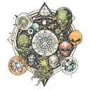 multiverse aliens time elements space 4d aspects secret symbol abstract fragmented realities portal unknown glyphmystery tattoo design idea