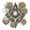 multiverse aliens time elements space 4d aspects secret symbol abstract fragmented realities portal unknown glyphmystery tattoo design idea