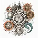 multiverse aliens time elements space 4d aspects secret symbol abstract fragmented realities portal unknown glyphmystery tattoo design idea