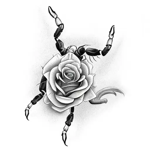 Scorpion and rose tattoo design idea