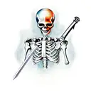 skeleton with a sword tattoo design idea