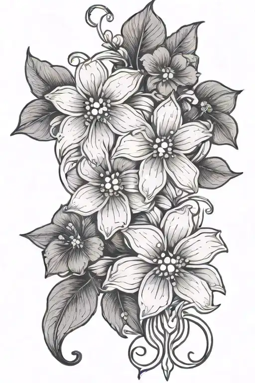 art deco forget me not flowers tattoo design idea
