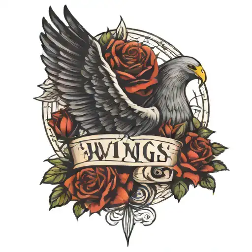 Feature his name in a strong, bold font, or calligraphy, to Wings with one or mose roses with Isaiah over the middle tattoo design idea