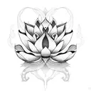 river snake dodging lotus flowers tattoo design idea