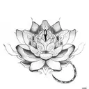 realistic snake & lotus flowers tattoo design idea