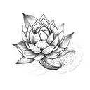 realistic snake & lotus flowers tattoo design idea