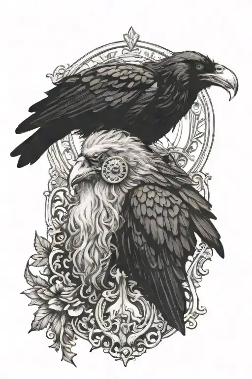 odin, odin hanging, ravens tattoo design idea