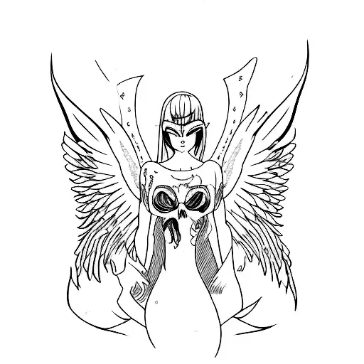 depression, darkness, angel tattoo design idea