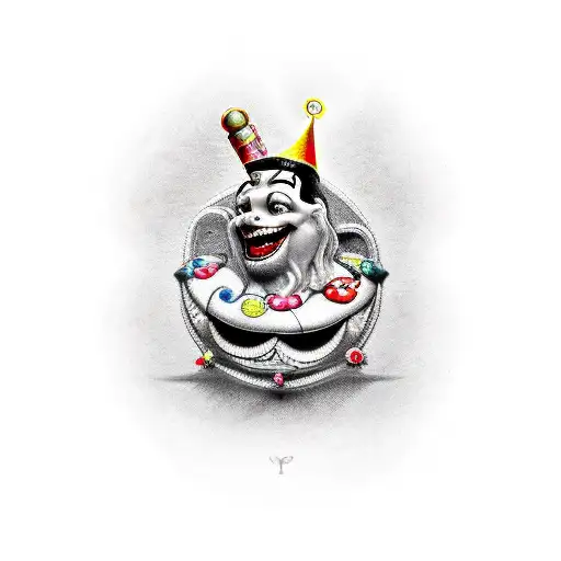 multiple jesters each with a different emotion tattoo design idea