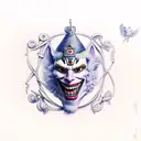 multiple jesters each with a different emotion tattoo design idea