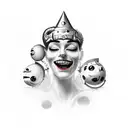 multiple jesters each with a different emotion tattoo design idea