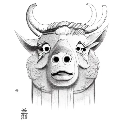 family of 3 tigresss, 1 sheep, 1 monkey, 1 pig and 1 rooster in cirlce joined together withove tattoo design idea