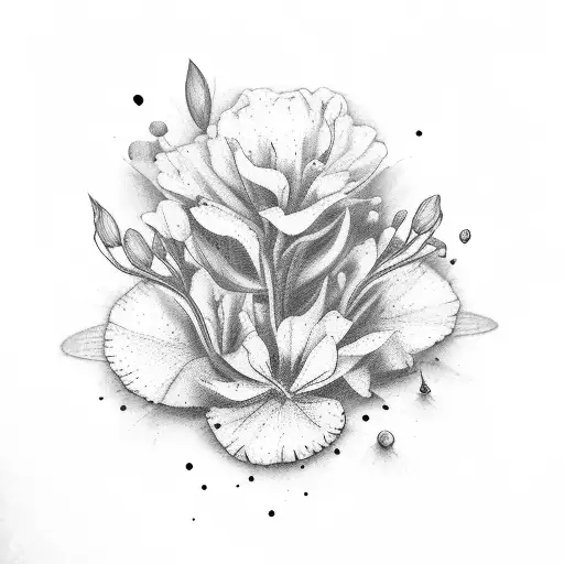 earth, azalea flower, ladybird  tattoo design idea