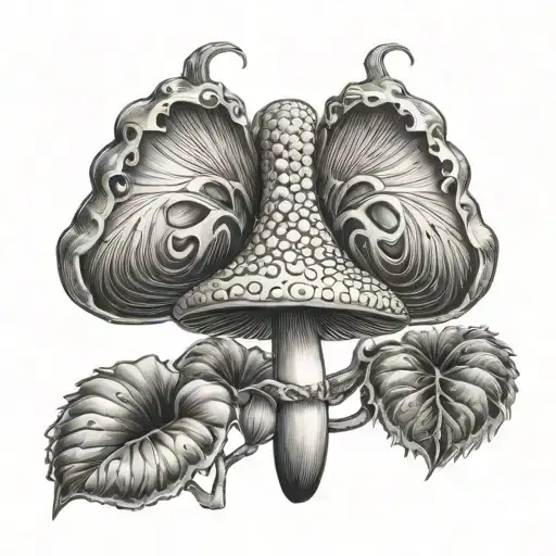 realistic magic mushroom with wings spread tattoo design idea