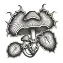 realistic magic mushroom with wings spread tattoo design idea