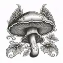 realistic magic mushroom with wings spread tattoo design idea