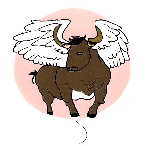 Taurus bull with wings tattoo design idea