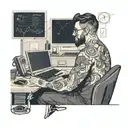 a software developer coding in his computer tattoo design idea