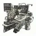a software developer coding in his computer tattoo design idea