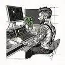 a software developer coding in his computer tattoo design idea